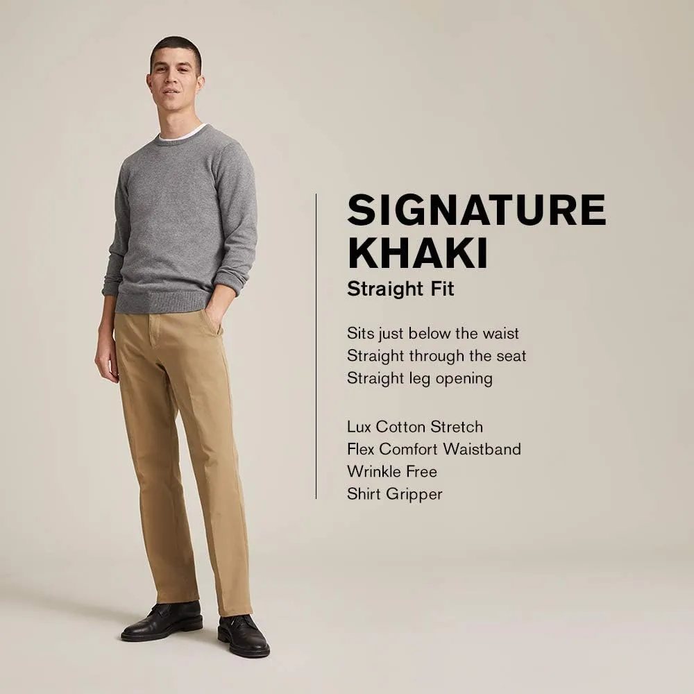Dockers Men's Straight Fit Signature Lux Cotton Stretch Khaki Pant Creased