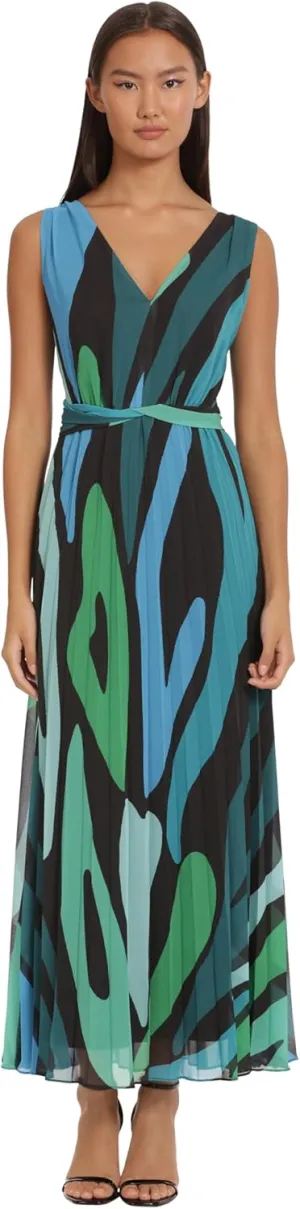 Donna Morgan Women's Sleeveless Pleated Skirt Maxi Dress