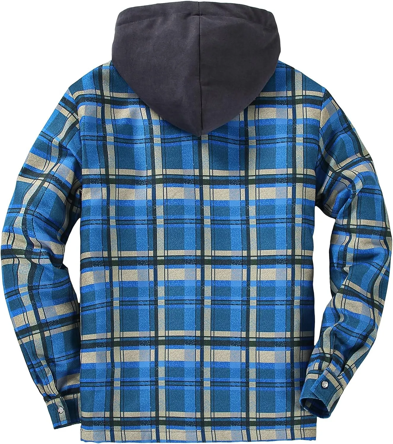 DOSLAVIDA Men's Flannel Shirt Jacket Quilted Lined Winter Coat Long Sleeve Button Dwon Shirt Warm Hooded Plaid Jacket