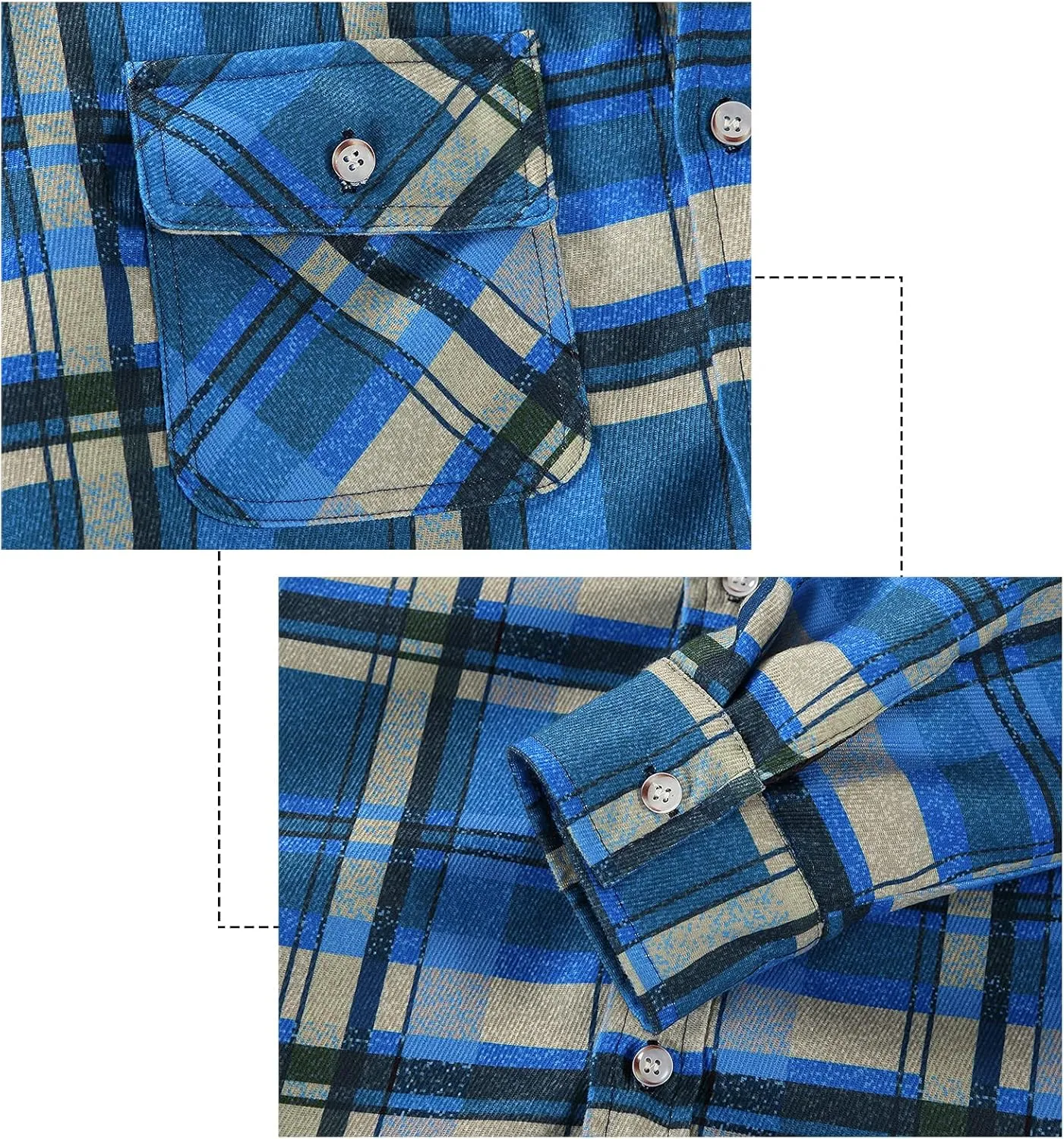 DOSLAVIDA Men's Flannel Shirt Jacket Quilted Lined Winter Coat Long Sleeve Button Dwon Shirt Warm Hooded Plaid Jacket