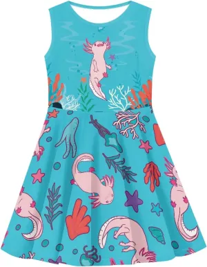 Dreaweet Cute Girl's Dresses Casual Loose Tank Party Dress Midi Swing Dresses Cute Shift Dress for 3-16 Years Old Kids