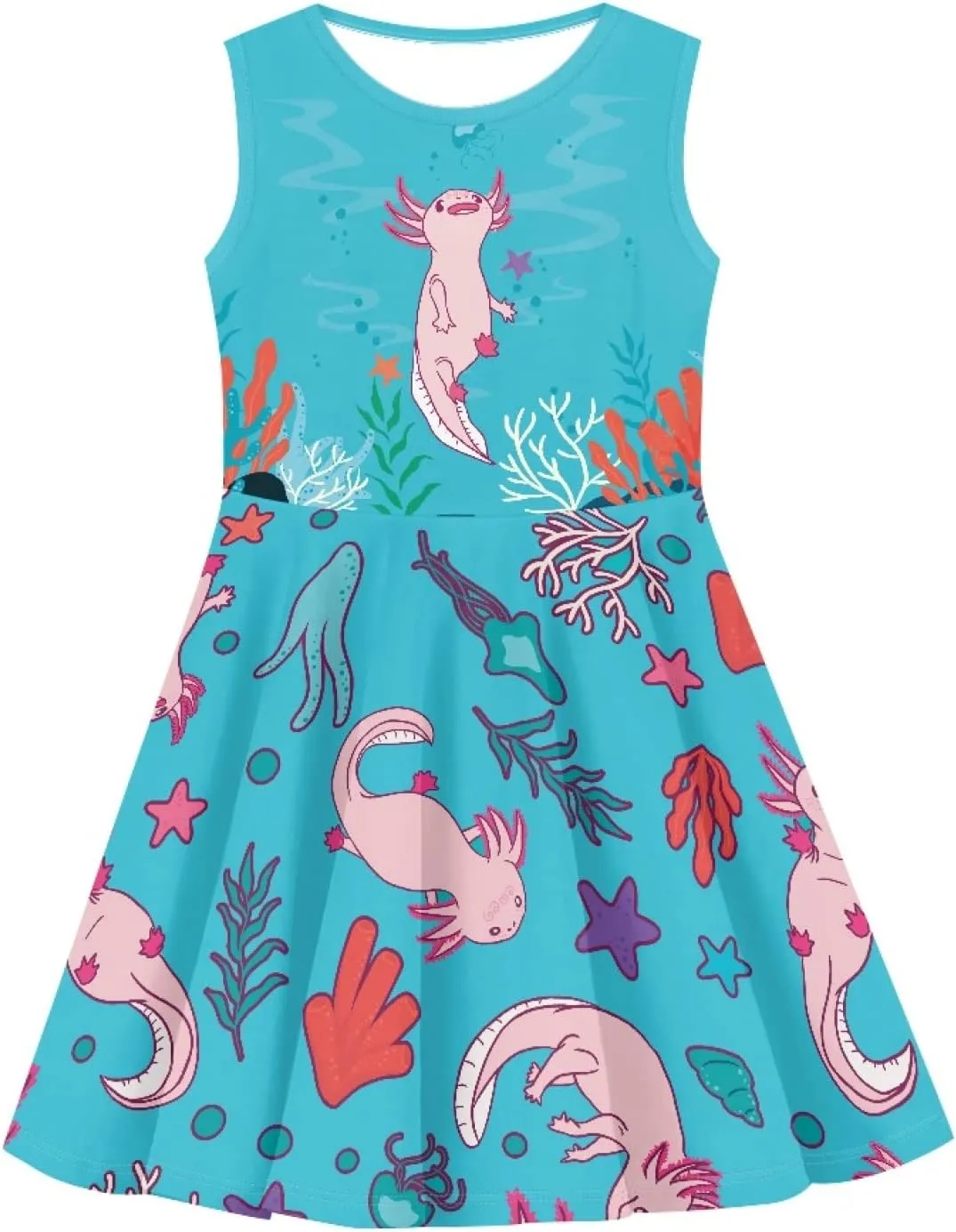 Dreaweet Cute Girl's Dresses Casual Loose Tank Party Dress Midi Swing Dresses Cute Shift Dress for 3-16 Years Old Kids