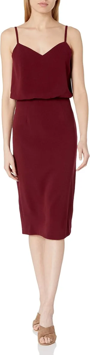 Dress the Population Women's Alondra Blouson Tank Pencil Skirt Midi Dress