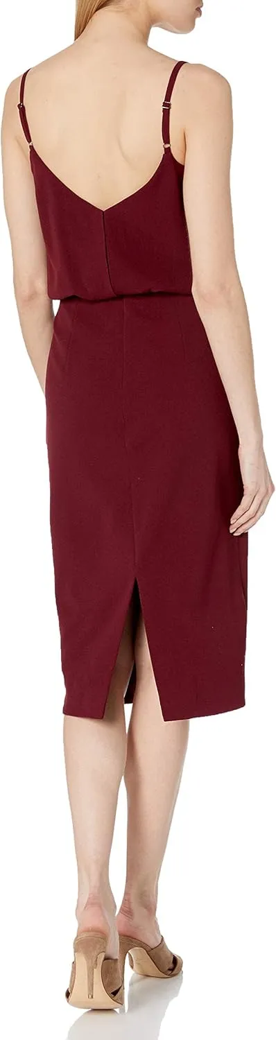 Dress the Population Women's Alondra Blouson Tank Pencil Skirt Midi Dress