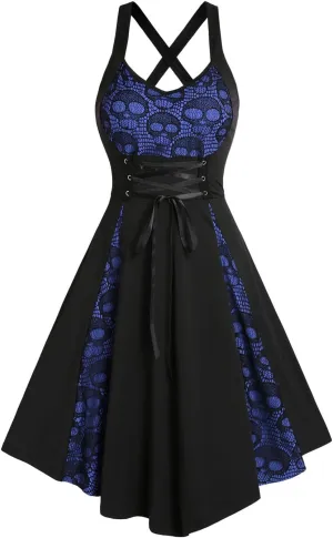 DRESSFO Women's 2025 Fall Casual Dress Sleeveless V Neck Gothic Dress Tiered A Line Flowy Wrap Dress