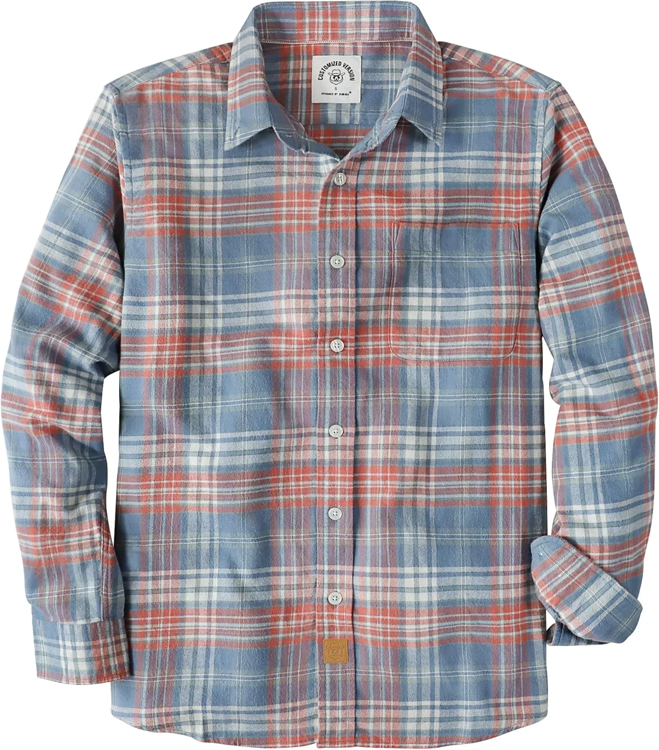 Dubinik Flannel Shirt for Men Plaid Mens Button Down Long Sleeve Shirts Soft Pure Cotton Casual Shirts Regular Fit