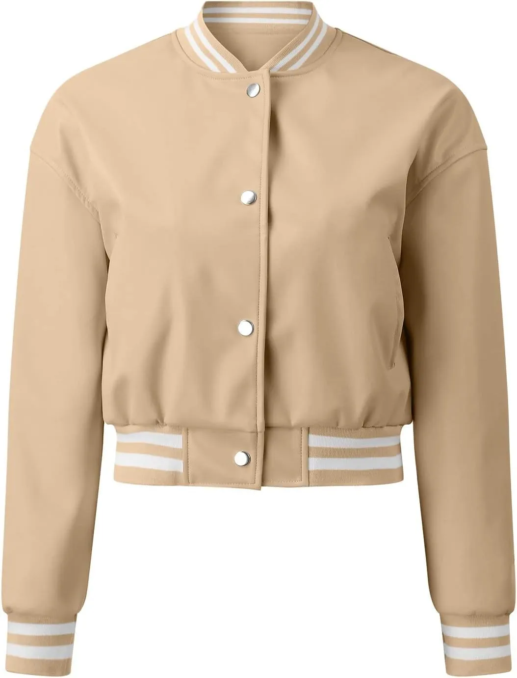 ECKHARDT Jackets for Women Corduroy Patchwork Stand Collar Button Long Sleeve Elastic Leather Pocket Coat Floral Zipped