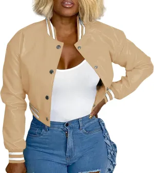 ECKHARDT Jackets for Women Corduroy Patchwork Stand Collar Button Long Sleeve Elastic Leather Pocket Coat Floral Zipped