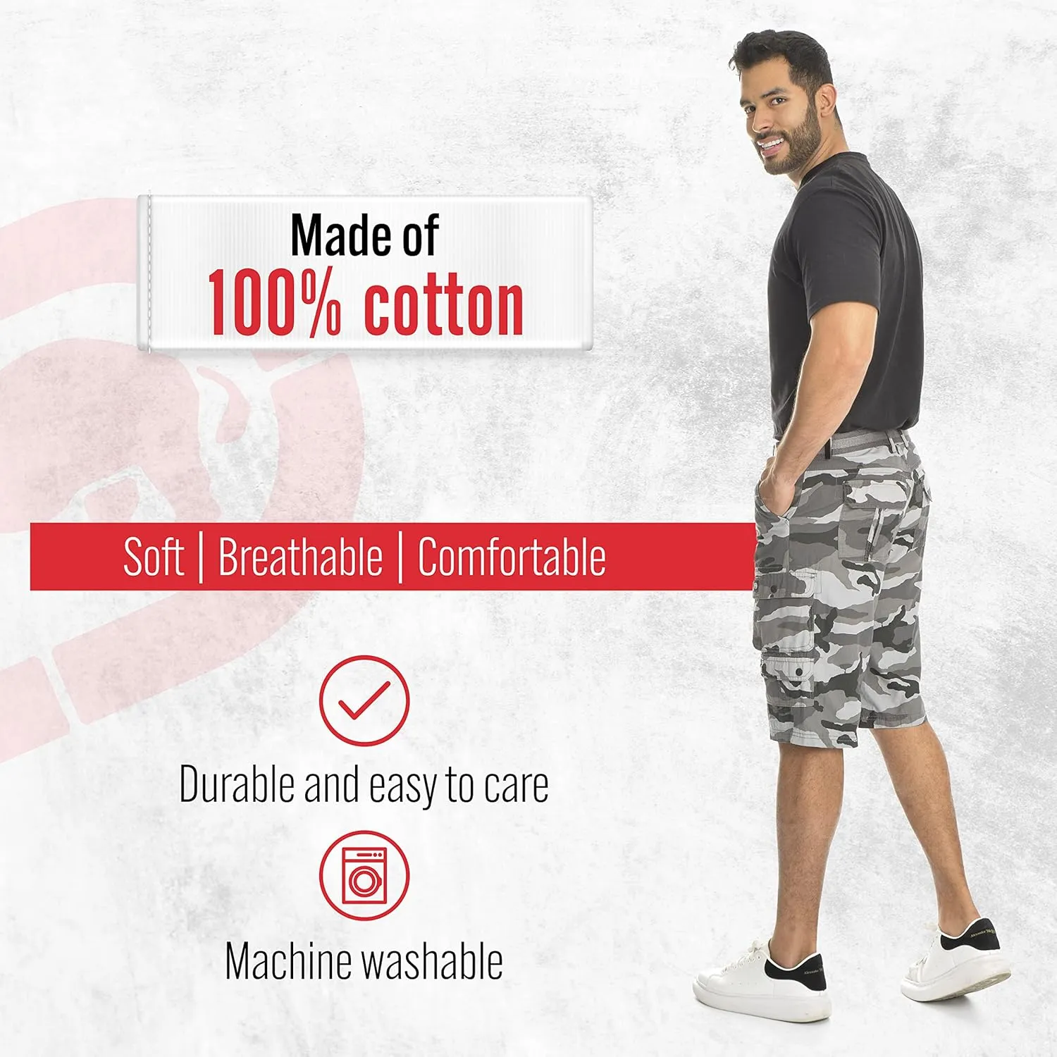 Ecko Cargo Shorts for Men  Twill Camo Mens Cargo Shorts with Belt Big and Tall