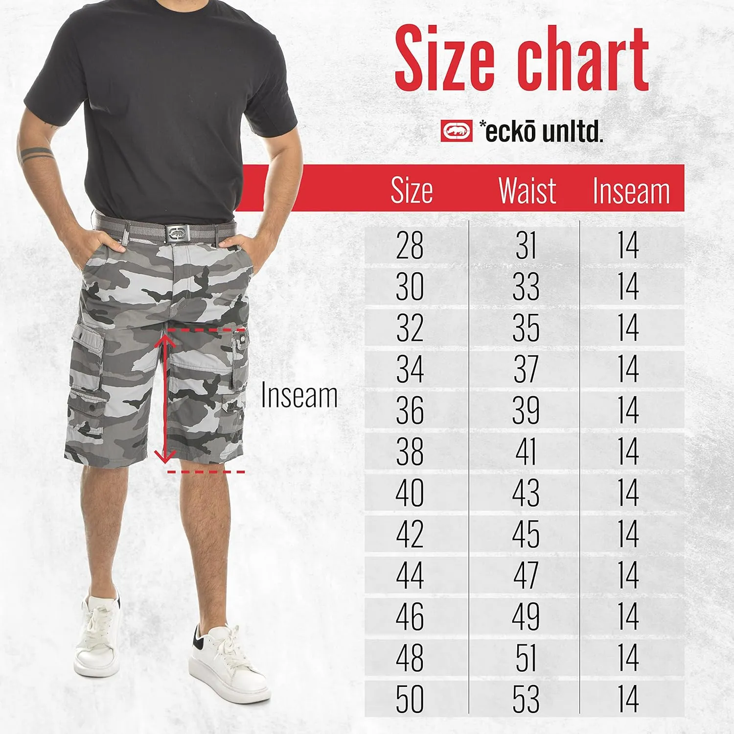 Ecko Cargo Shorts for Men  Twill Camo Mens Cargo Shorts with Belt Big and Tall