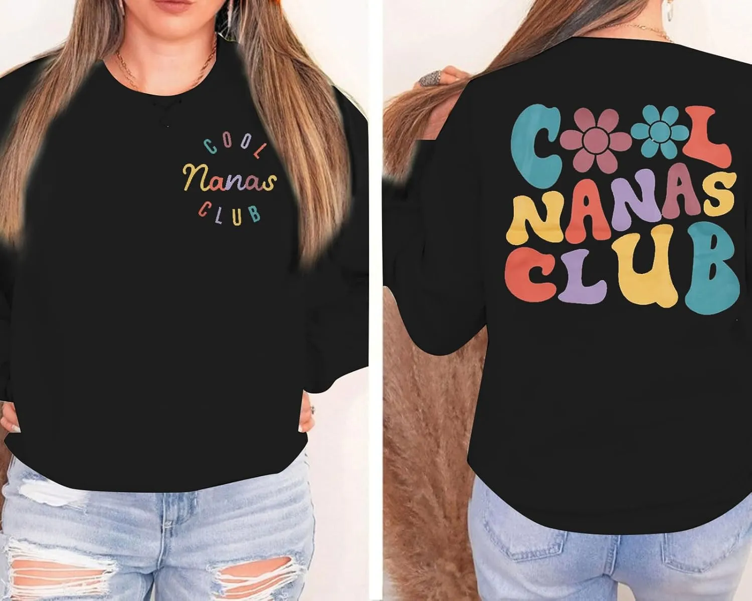 EGELEXY Grandma Sweatshirt Cool Nana Shirt Women Nana Club Shirts Blessed Nana Pullover Shirt Nana Long Sleeve Tops