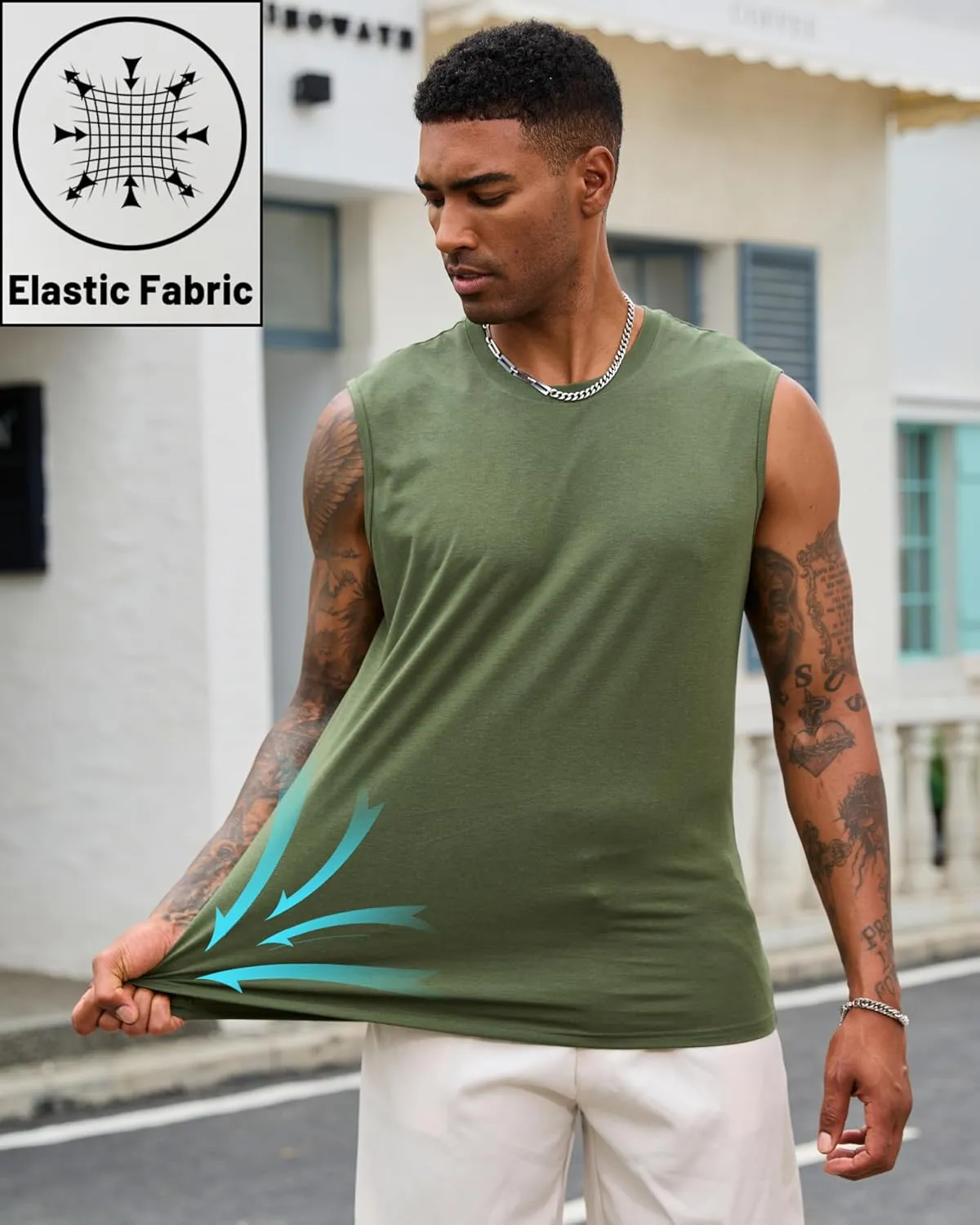 EKLENTSON Men's Tank Tops UPF 50  Sleeveless Shirt Lightweight Cooling Muscle Tee Sun Protection Quick Dry Workout Shirt