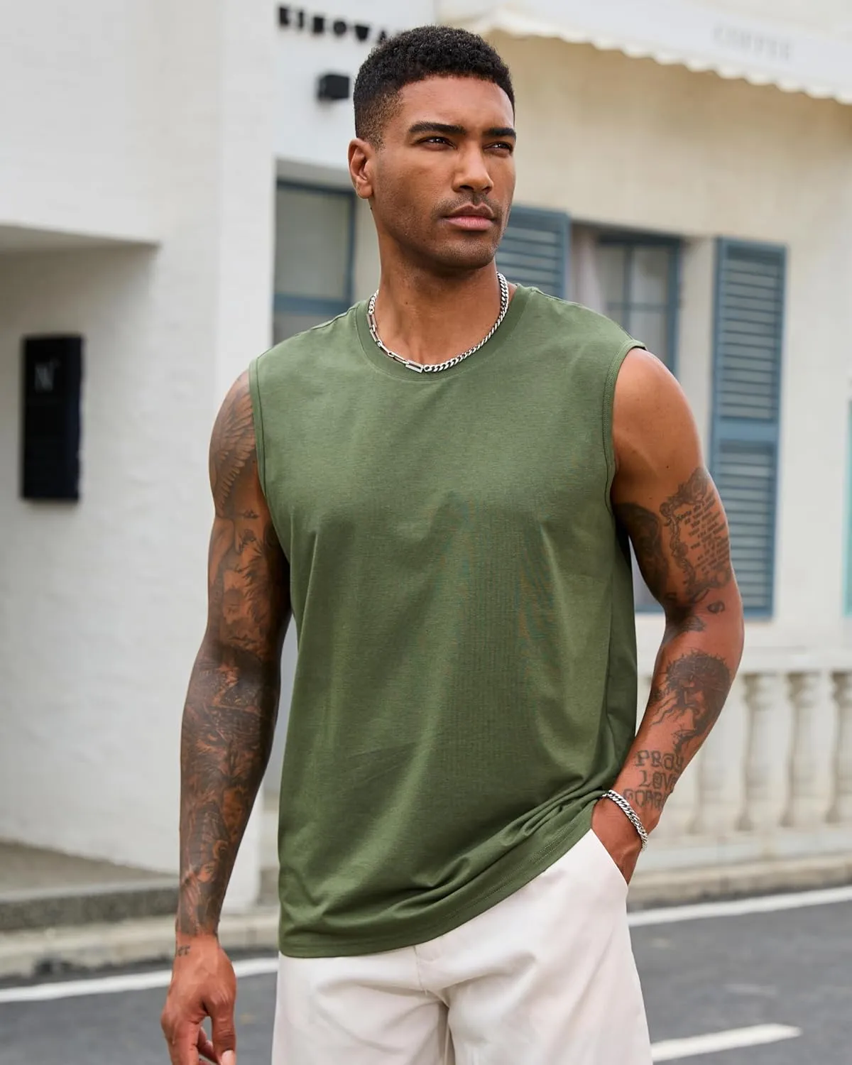EKLENTSON Men's Tank Tops UPF 50  Sleeveless Shirt Lightweight Cooling Muscle Tee Sun Protection Quick Dry Workout Shirt