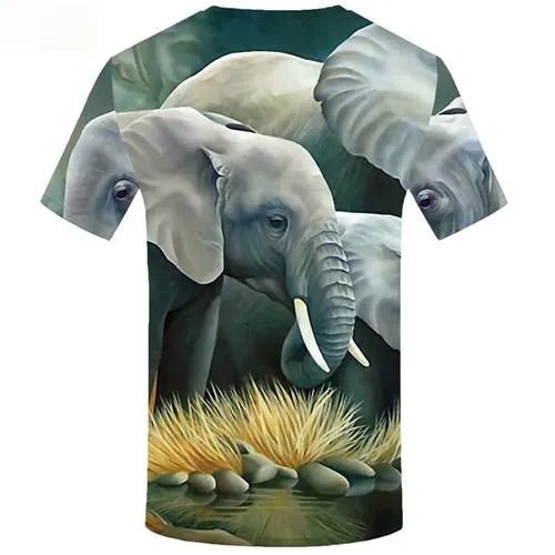 Elephant T shirts Men Animal T-shirts 3d Weed Tshirts Novelty Gray T-shirts Graphic Short Sleeve T shirts Men Tops Slim Big Size