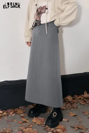 ELFSACK Korean Fashion Skirts Women 2023 Winter New A-line Elegant Luxury Bottom