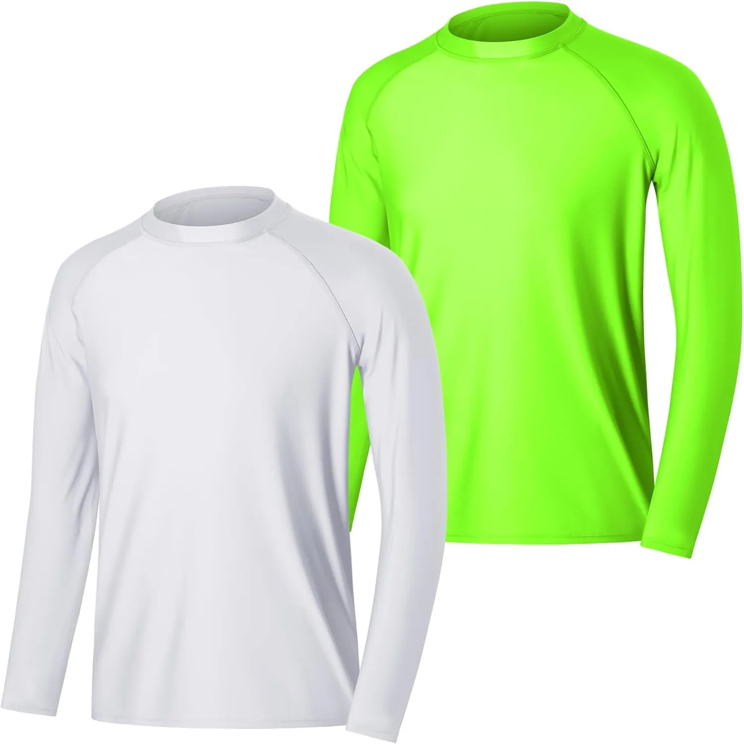 ESTAMICO 2 Pack Men Rash Guard Quick Dry Long Sleeve Swim Shirts UPF 50  UV Sun Protection Swim Tee