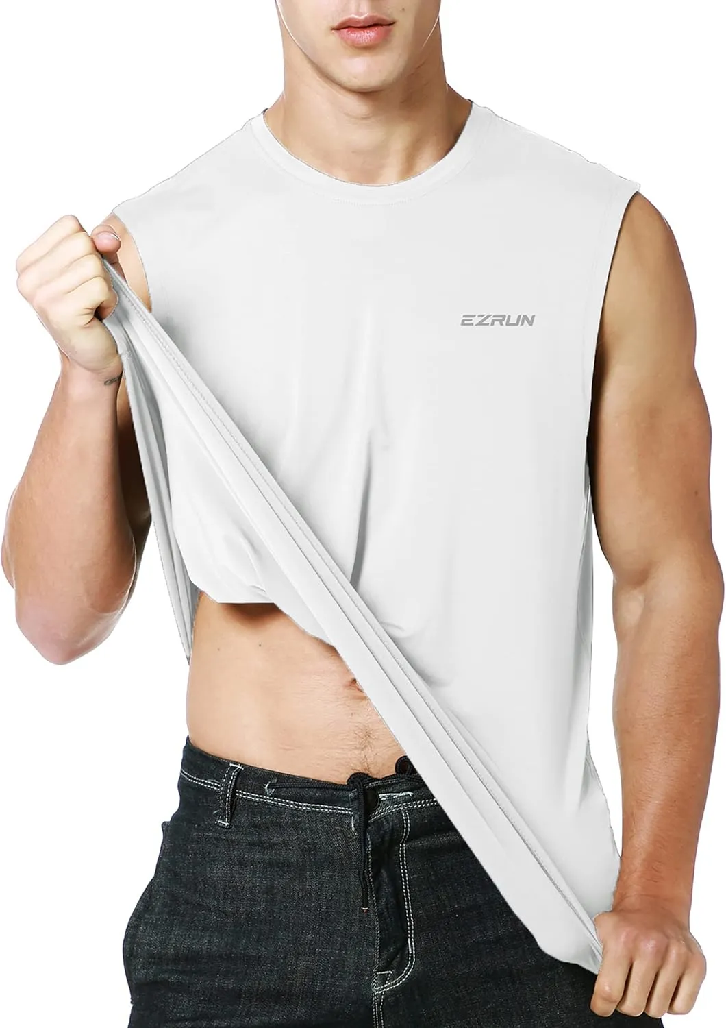 EZRUN Men's Sleeveless Shirt Quick Dry Workout Swim Shirt Gym Muscle Athletic Beach Tank Top Big and Tall