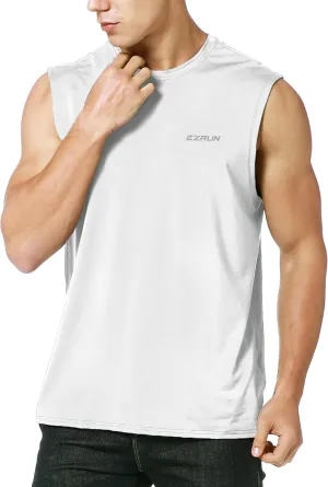 EZRUN Men's Sleeveless Shirt Quick Dry Workout Swim Shirt Gym Muscle Athletic Beach Tank Top Big and Tall