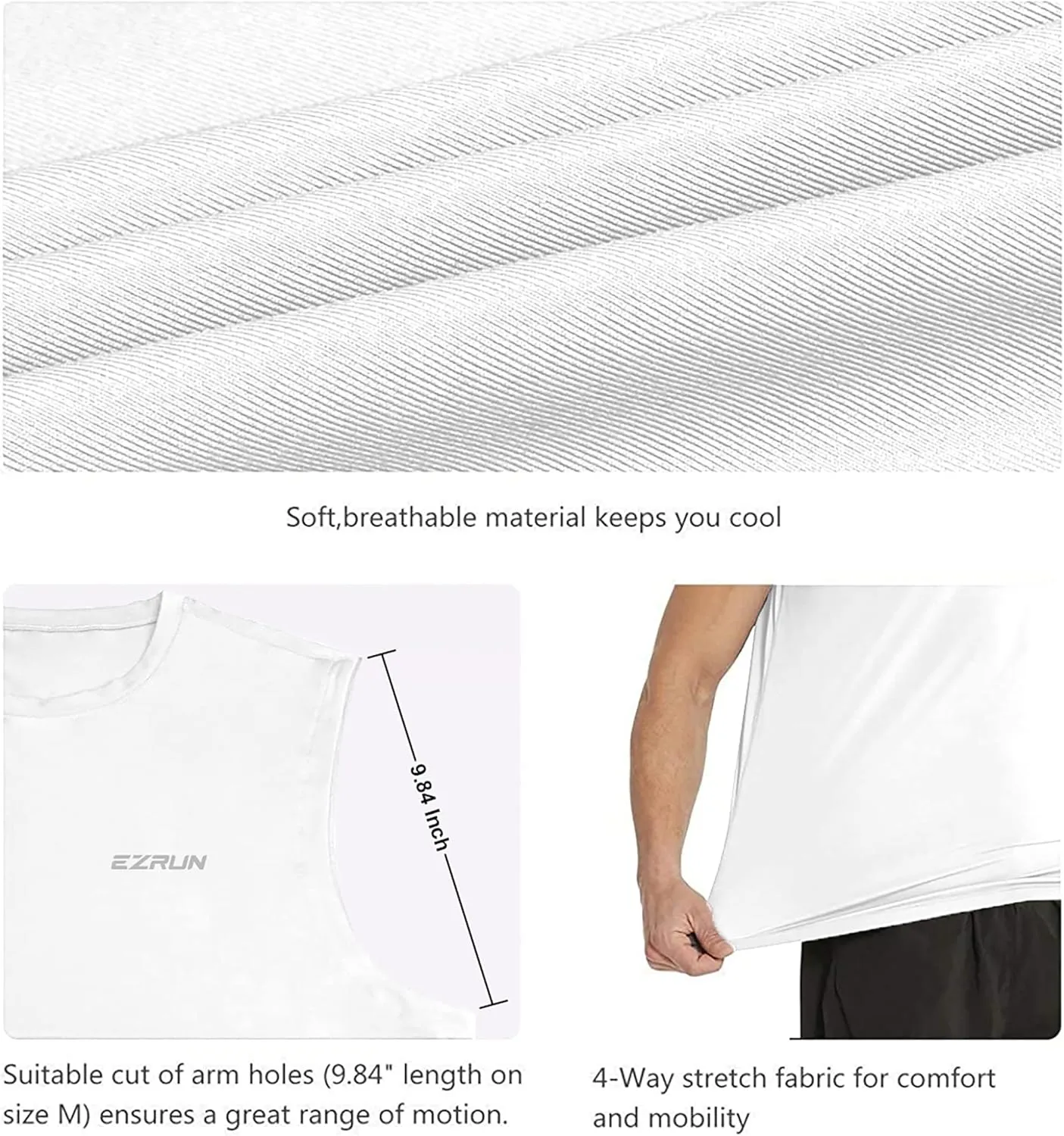 EZRUN Men's Sleeveless Shirt Quick Dry Workout Swim Shirt Gym Muscle Athletic Beach Tank Top Big and Tall