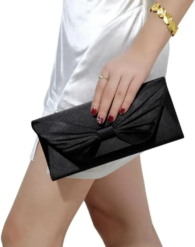 Fabric Bow Evening Bag Womens Dress Banquet Handbag