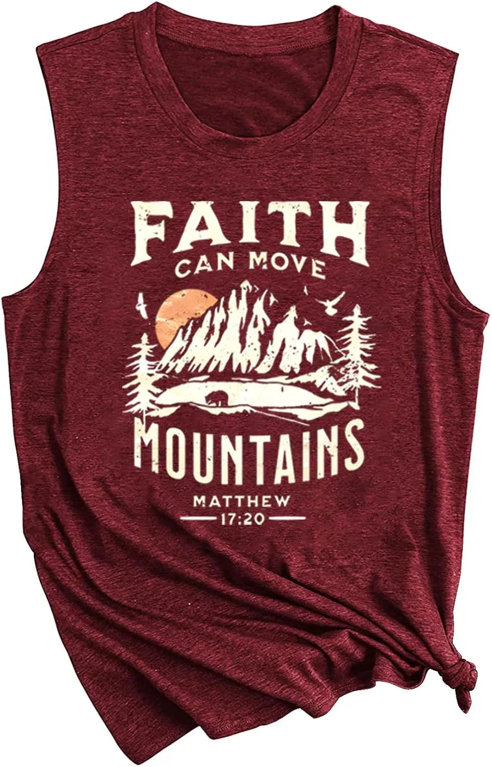 Faith Can Move Mountains Tank Top Women Christian Sleeveless Shirt Religious Faith Vest Shirt Camping Hiking Tee Tops