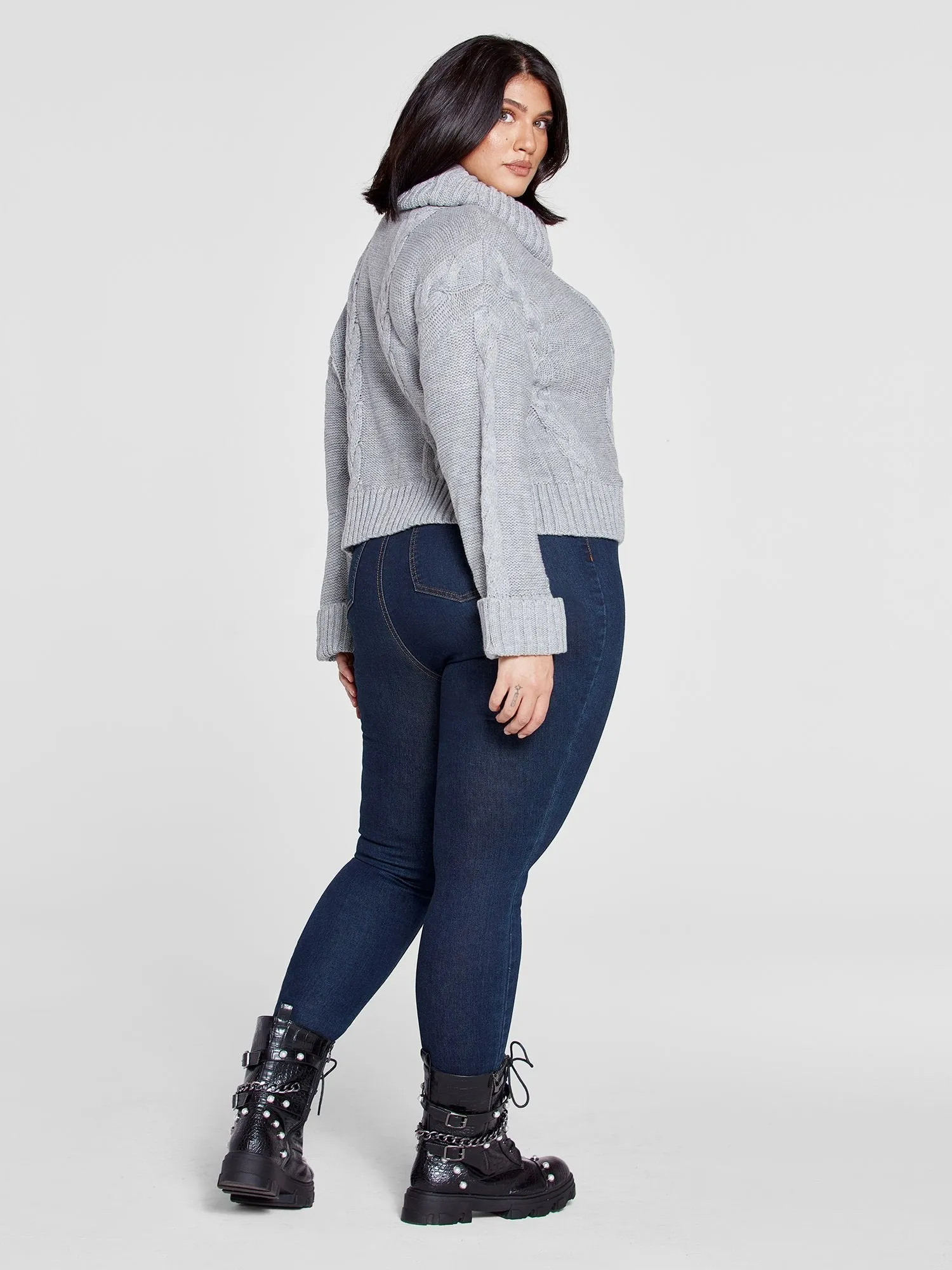 Fashion To Figure - Liana Cableknit Turtleneck Sweater