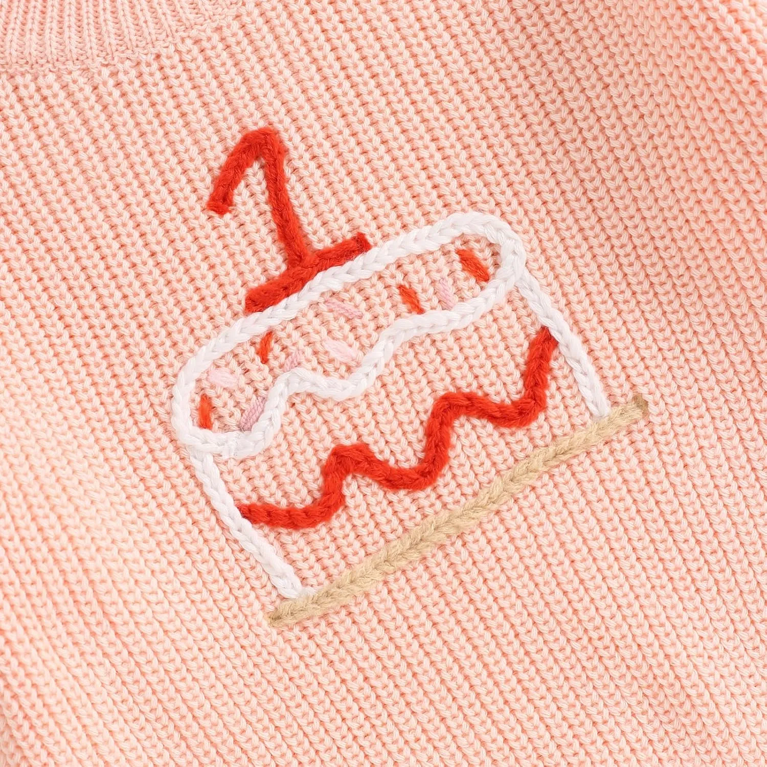 First Birthday Outfit Baby Girl Boy Cute Letter Embroidery Warm Long Sleeve Oversized Sweater Infant Knitwear