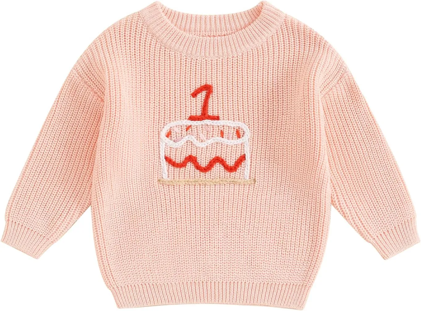 First Birthday Outfit Baby Girl Boy Cute Letter Embroidery Warm Long Sleeve Oversized Sweater Infant Knitwear