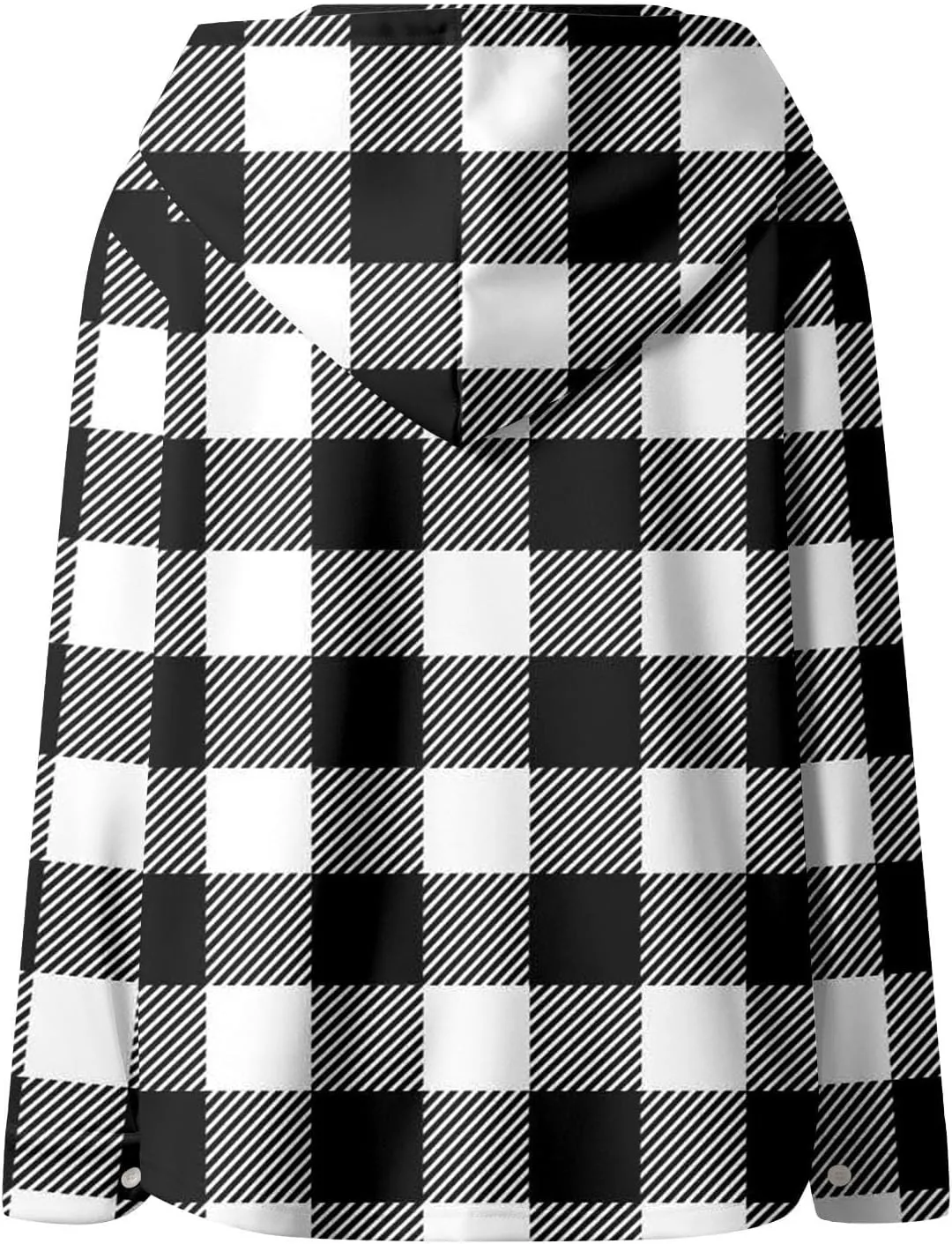 Fleece Hoodies For Women Warm Print Sweatshirt Button Lined Drawstring Hooded Jacket Coat