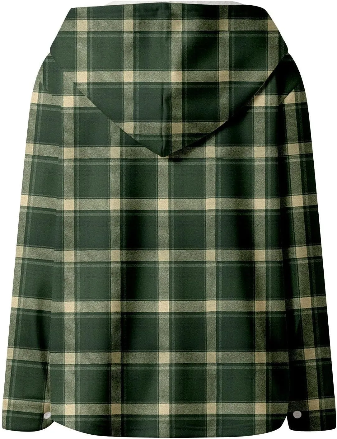 Fleece Hoodies For Women Warm Print Sweatshirt Button Lined Drawstring Hooded Jacket Coat