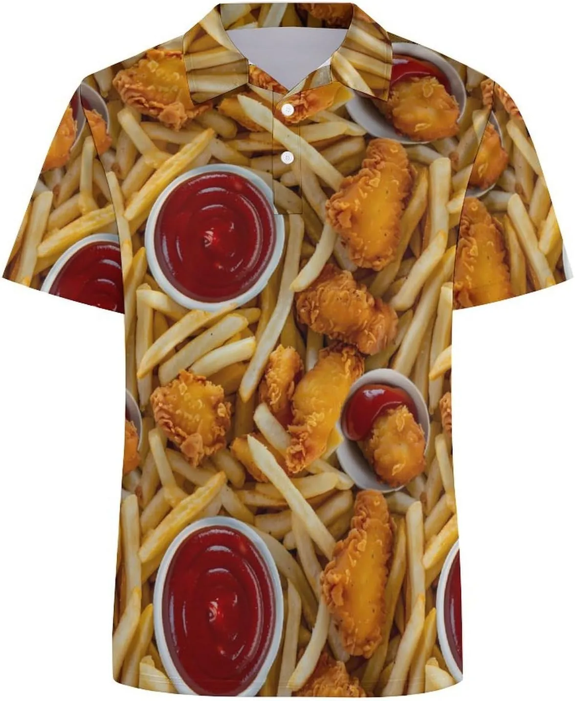 Fried Chicken French Fries Mens Polo Shirts Quick Dry Short Sleeve Golf Slim Fit T Shirt