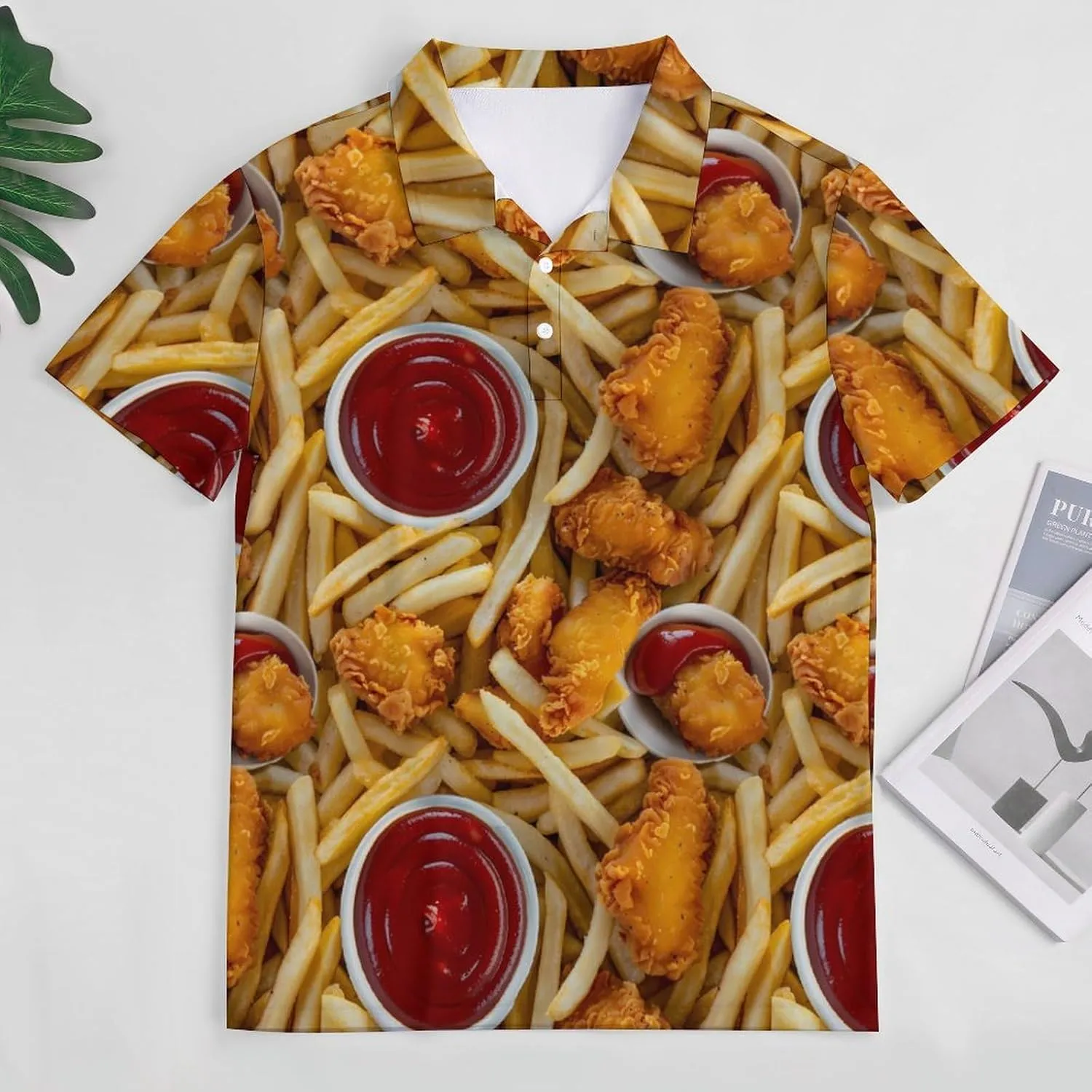 Fried Chicken French Fries Mens Polo Shirts Quick Dry Short Sleeve Golf Slim Fit T Shirt