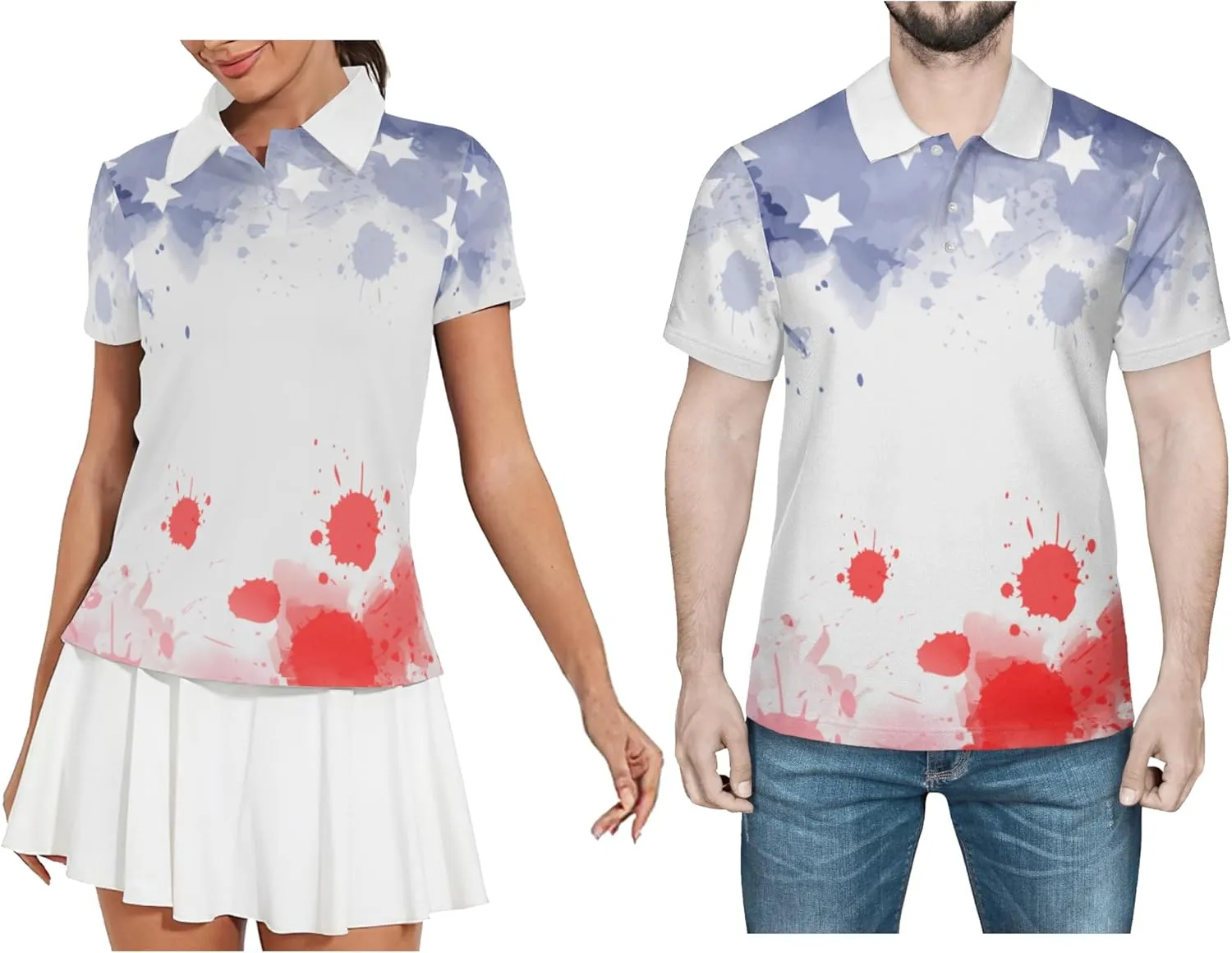 Funny Couple Golf Shirts,Matching Hawaiian Golf Shirt for Couple,Moisture Wicking Couple Polo Shirt for Men Women