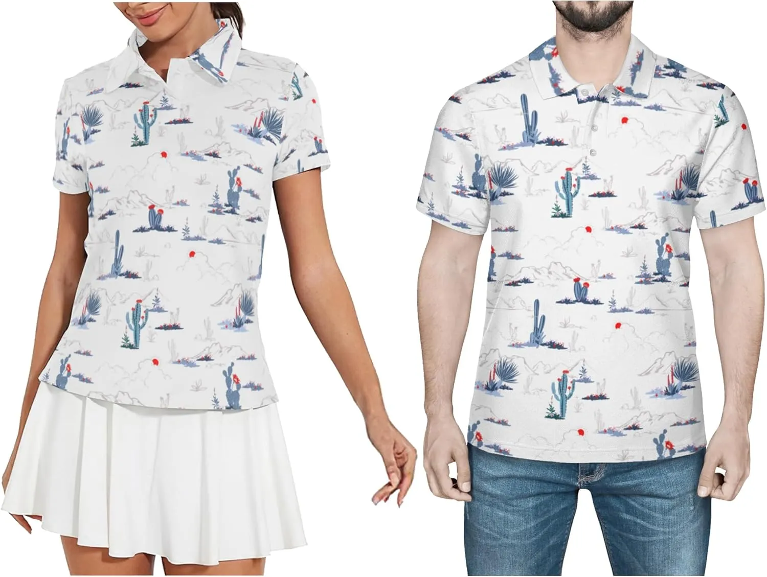 Funny Couple Golf Shirts,Matching Hawaiian Golf Shirt for Couple,Moisture Wicking Couple Polo Shirt for Men Women