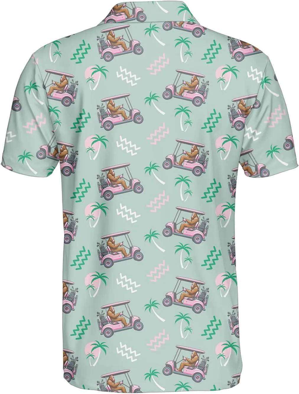 Funny Golf Shirts for Men Dry Fit, Tropical Hawaiian Golf Polo Shirt, Mens Golf Polos Golfing