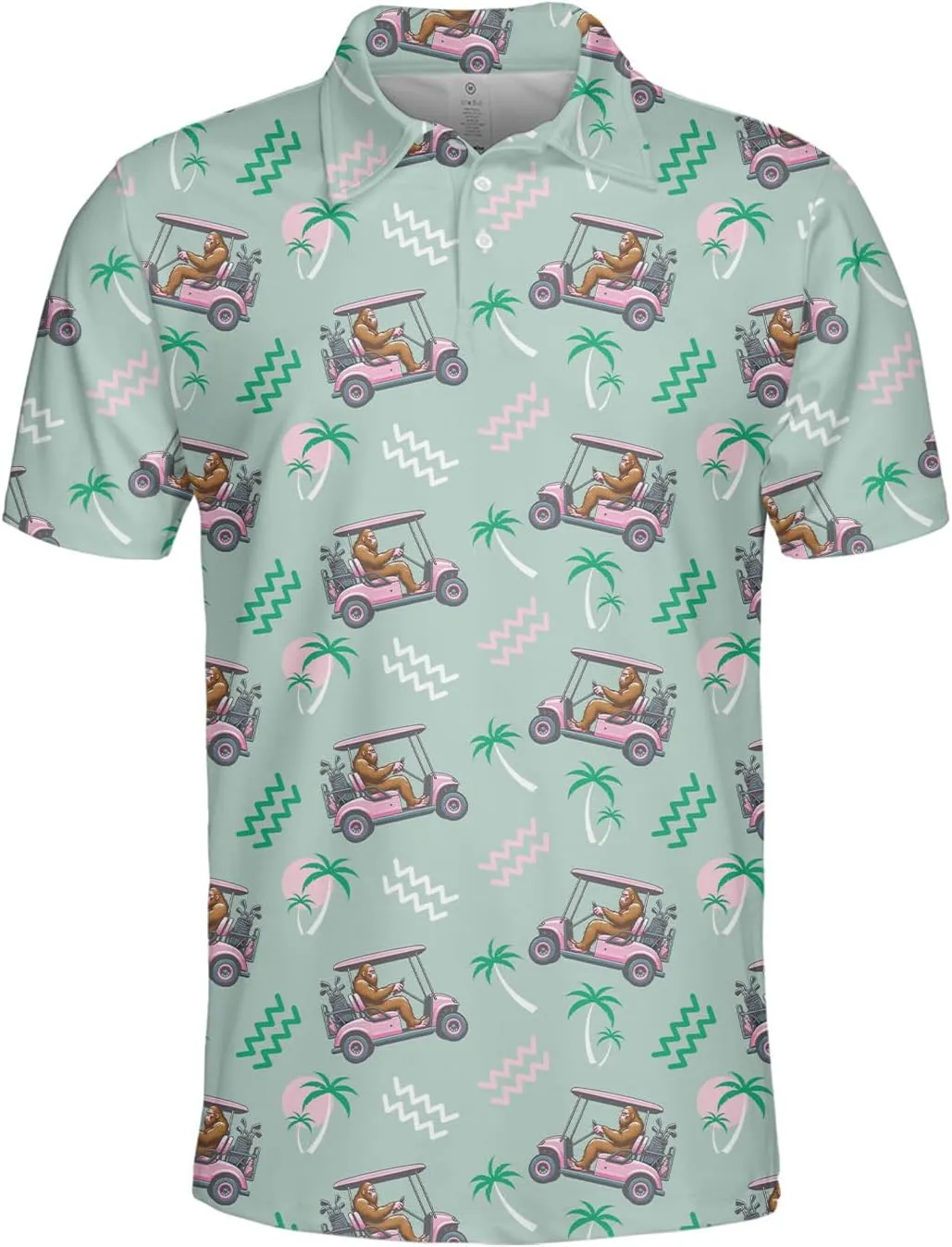 Funny Golf Shirts for Men Dry Fit, Tropical Hawaiian Golf Polo Shirt, Mens Golf Polos Golfing
