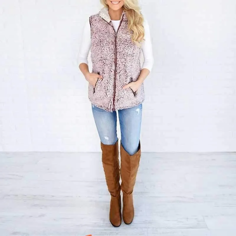 Fuzzy Faux Fur Winter Outerwear Sherpa Fleece Vest