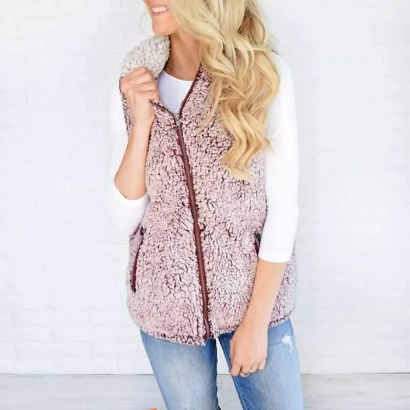 Fuzzy Faux Fur Winter Outerwear Sherpa Fleece Vest