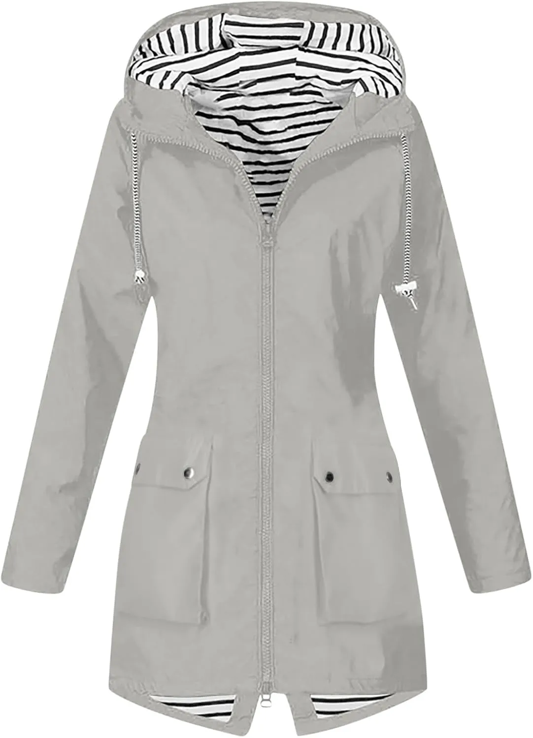 FZYLQY Hot Rain Jacket for Women Lightweight Long Hooded Raincoat Waterproof Outdoor Travel Hiking Windbreaker Trench Coats