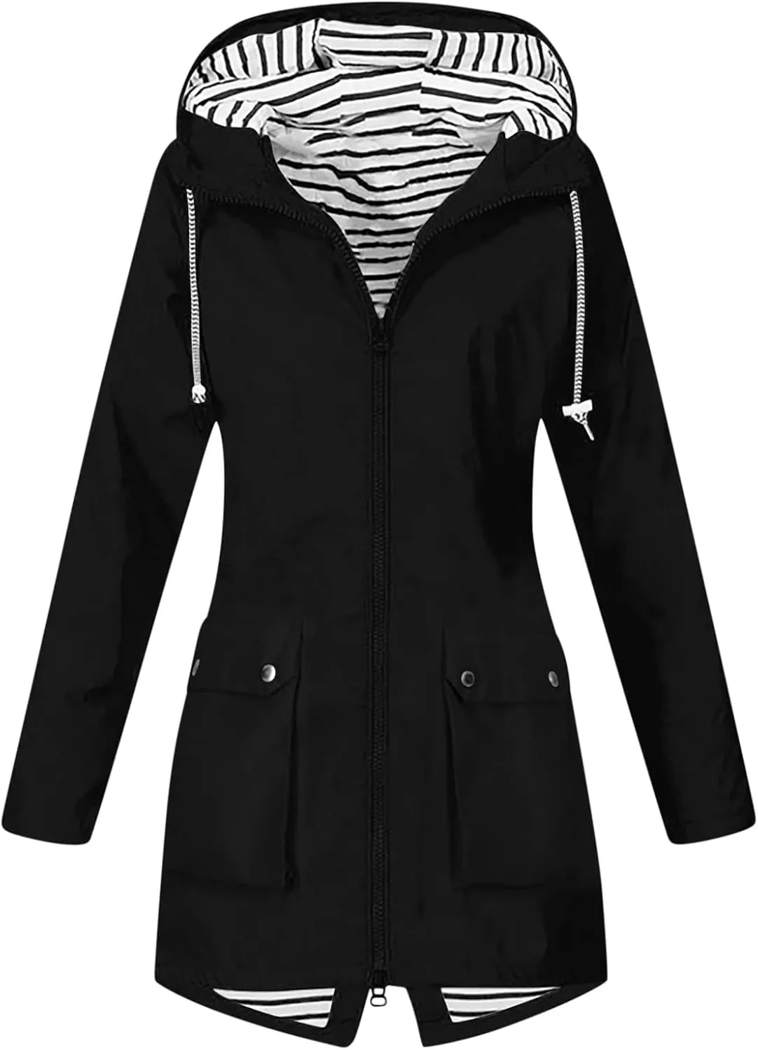 FZYLQY Hot Rain Jacket for Women Lightweight Long Hooded Raincoat Waterproof Outdoor Travel Hiking Windbreaker Trench Coats