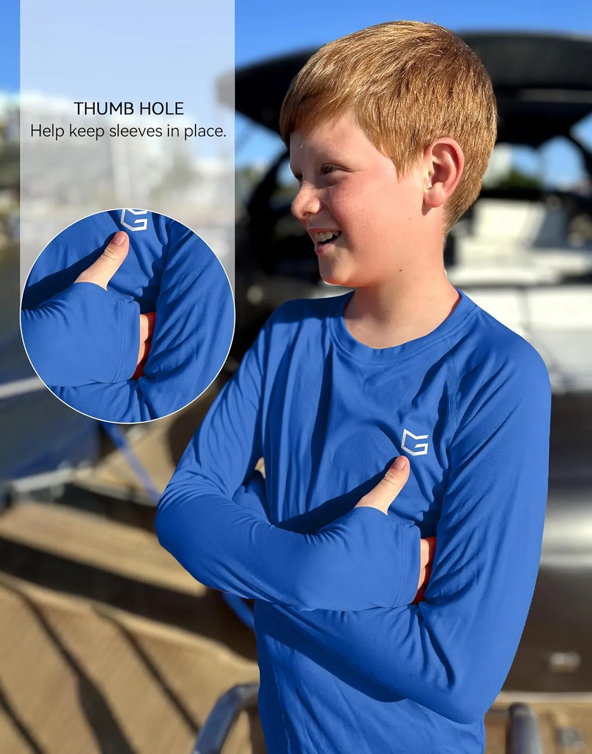 G Gradual Boy's Rash Guard UPF 50  Sun Protection Shirt Quick Dry Long Sleeve Swim Shirts Lightweight SPF Youth Fishing Shirt