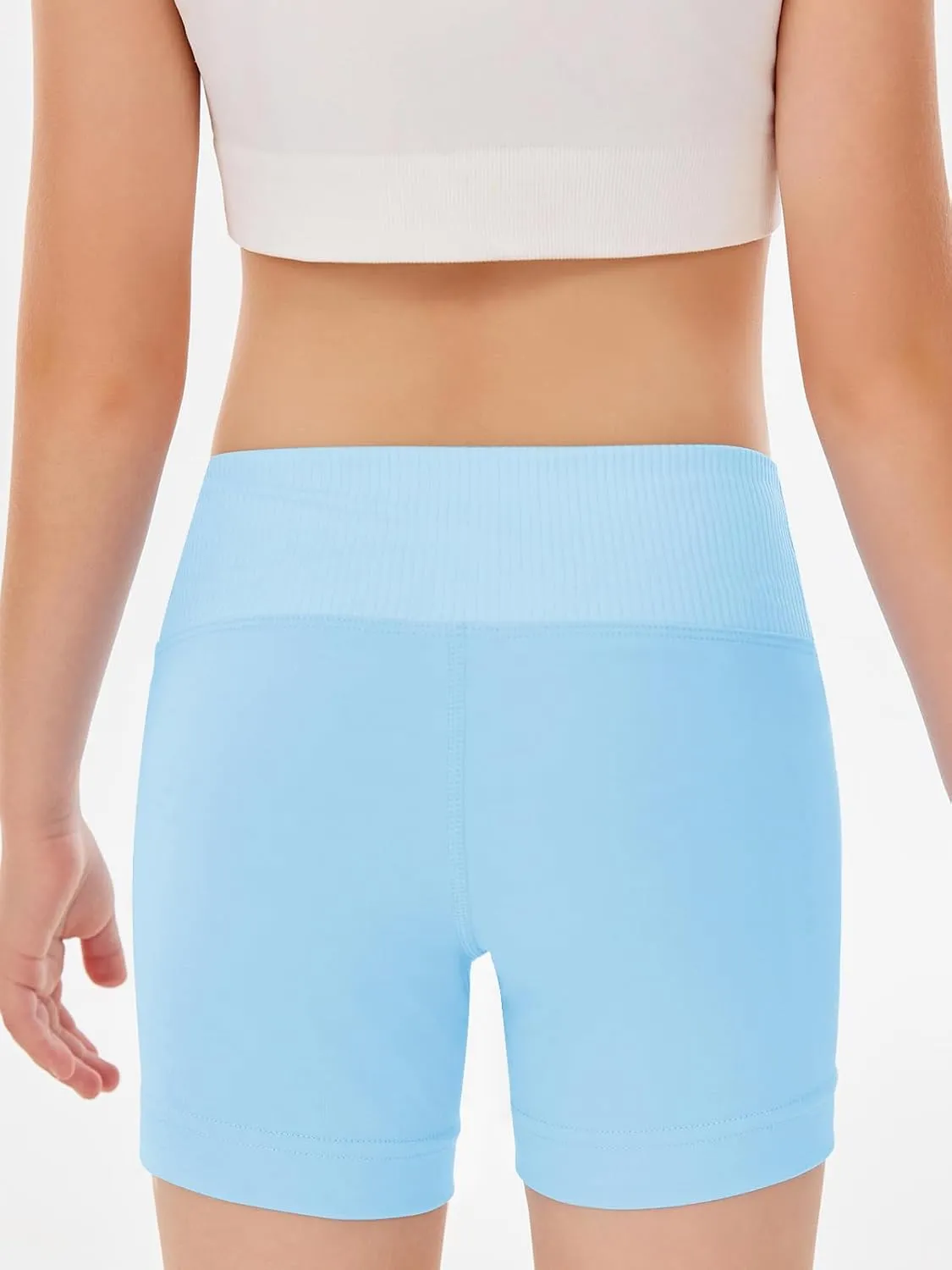 Girls Athletic Shorts Slim Tummy Control V Cross Waist Short Leggings Bike Dance Gymnastics Shorts