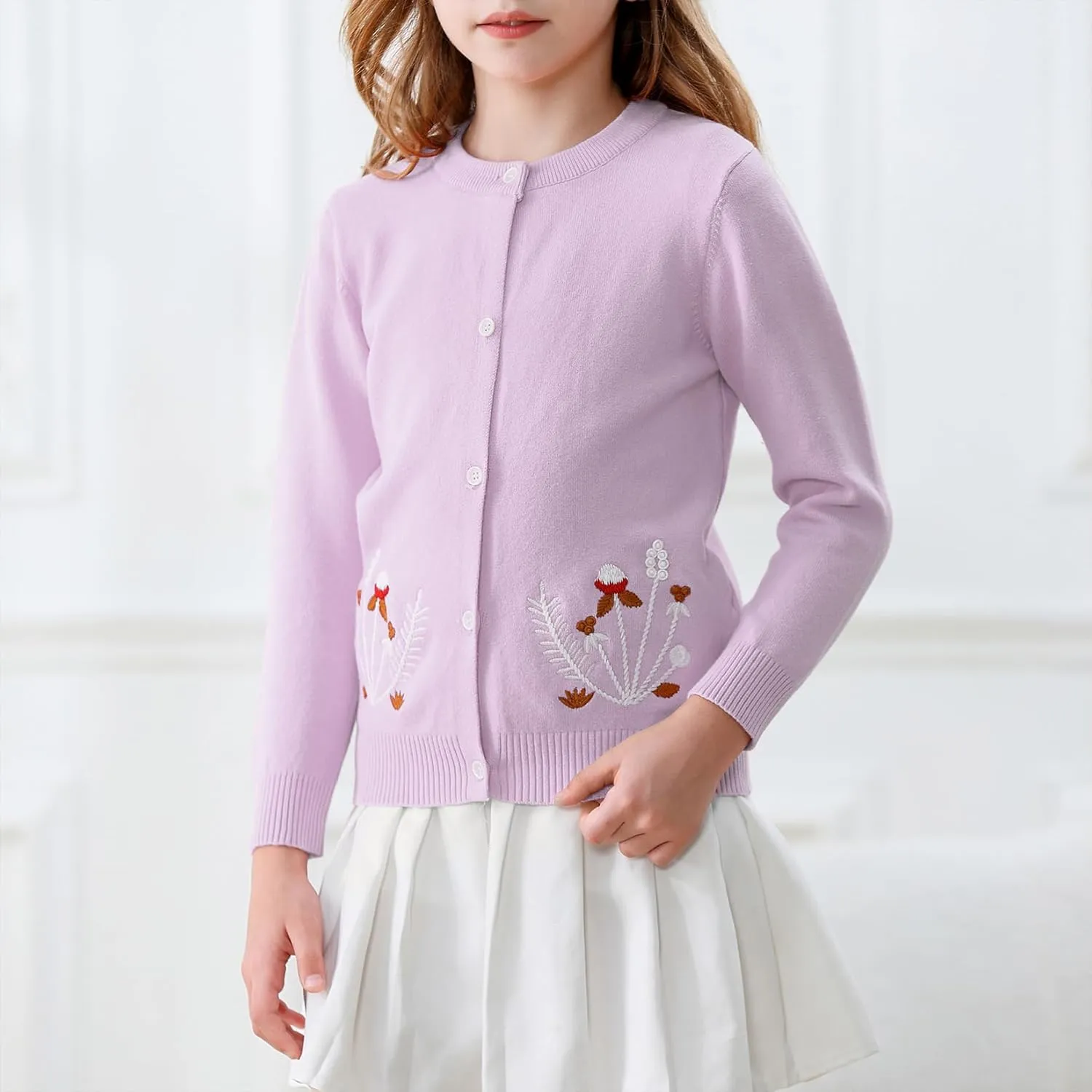 Girls' Cardigan Toddler Long Sleeve Sweater School Uniforms Sweater Button Up Knit Jacket Outwear