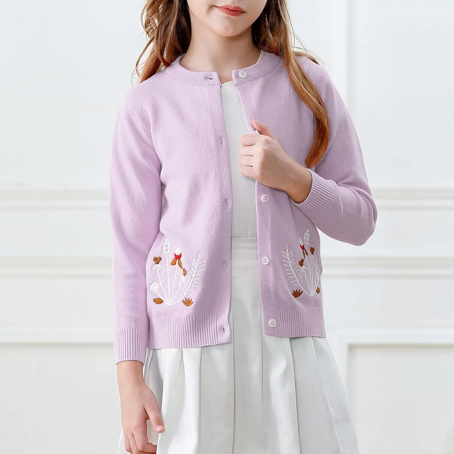Girls' Cardigan Toddler Long Sleeve Sweater School Uniforms Sweater Button Up Knit Jacket Outwear