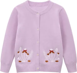 Girls' Cardigan Toddler Long Sleeve Sweater School Uniforms Sweater Button Up Knit Jacket Outwear