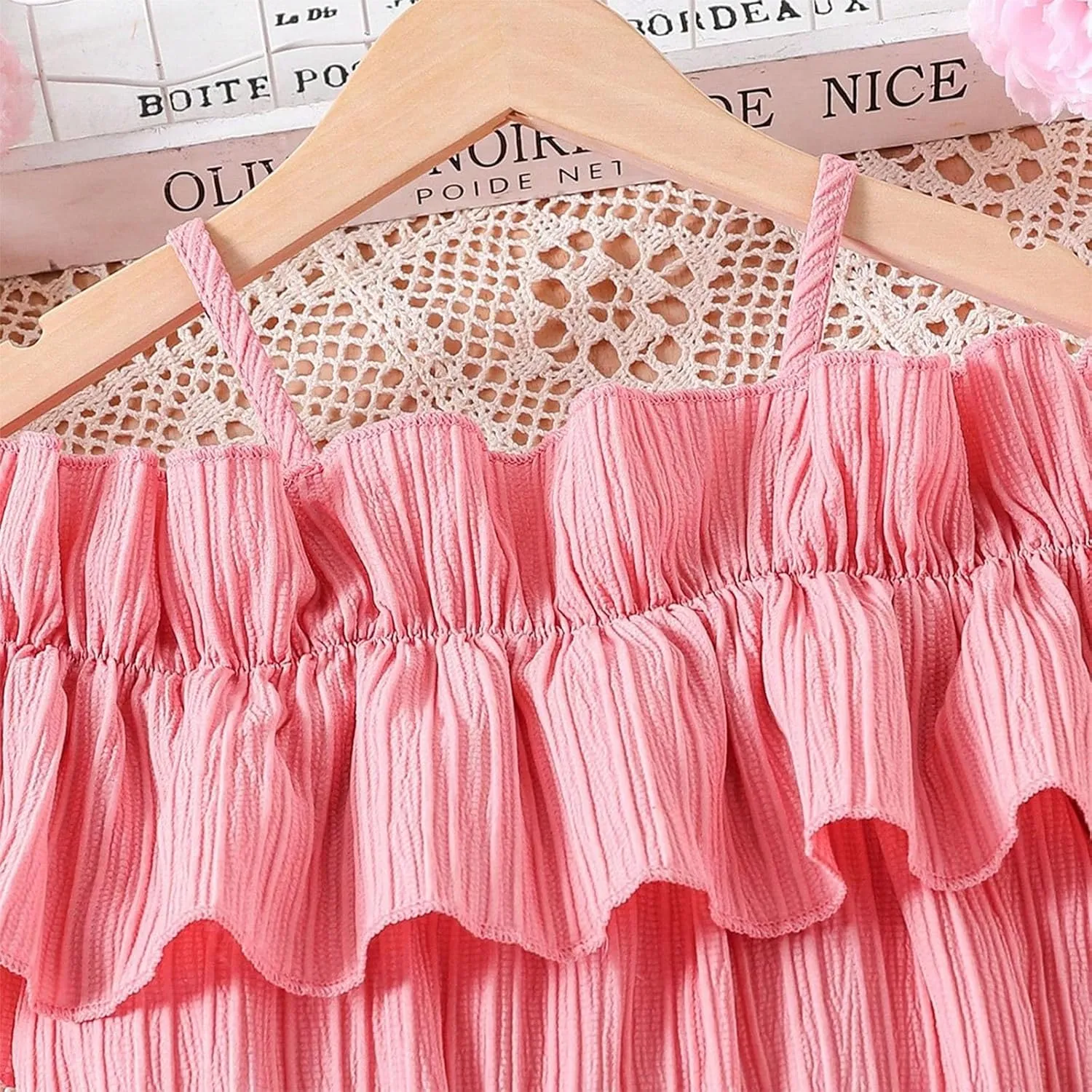 Girls Cold Shoulder Ruffle Trim Short Sleeve Belted A Line Midi Dress Ruffle Sleeve Maxi Dresses 6-13 Years Vacation Sundress