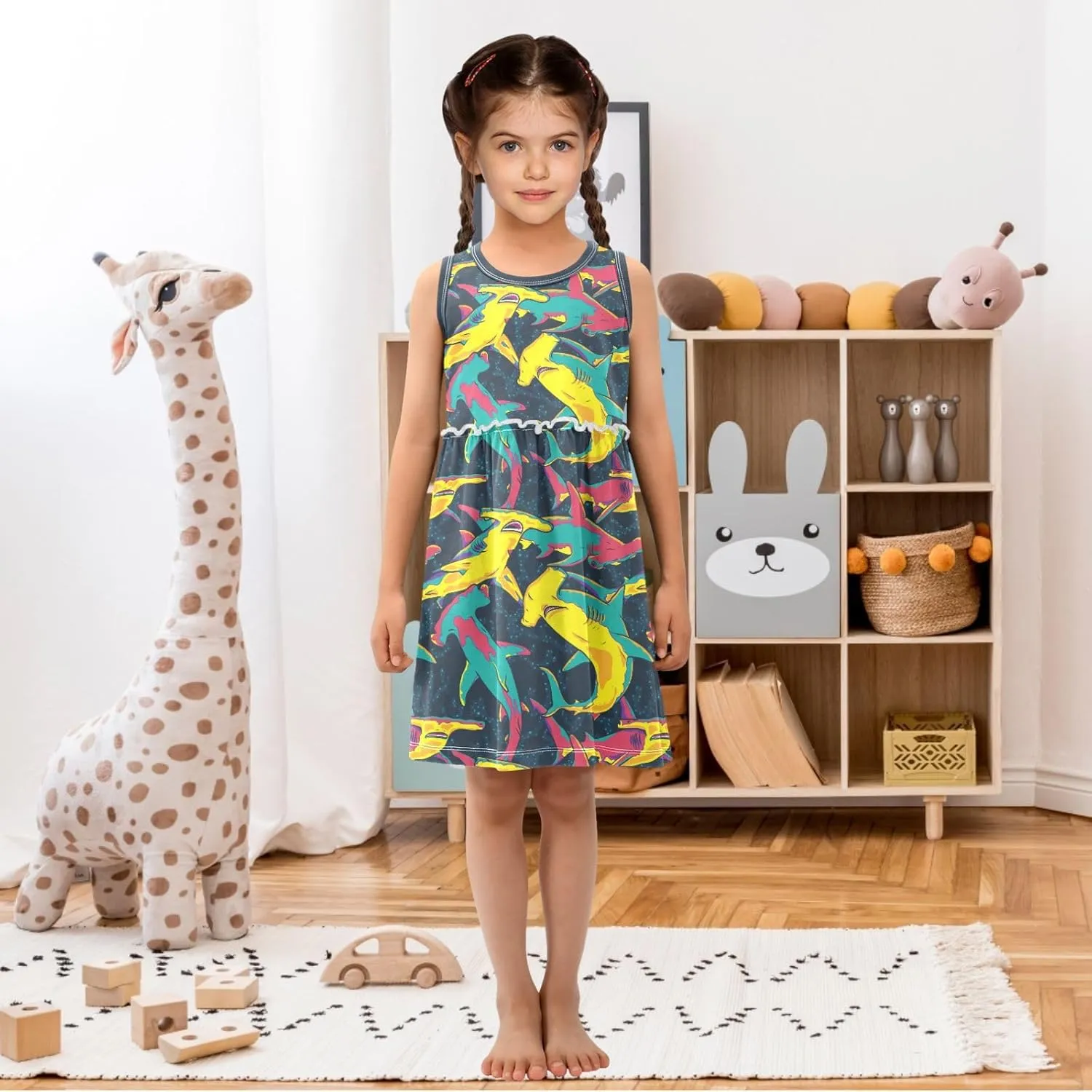 Girls Cute Dress Kids Summer Sleeveless Dresses Sundress Swing Outfit 2-9 Years