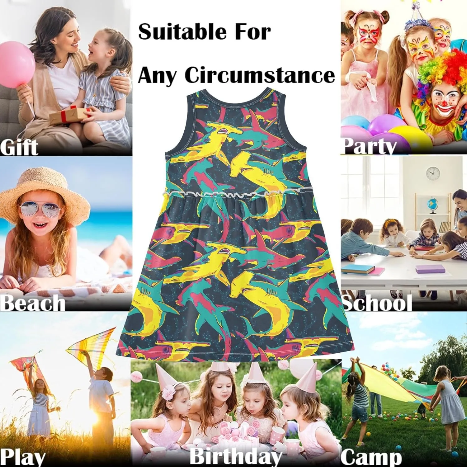 Girls Cute Dress Kids Summer Sleeveless Dresses Sundress Swing Outfit 2-9 Years