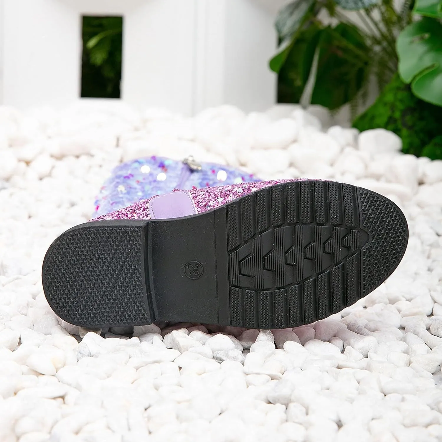 Girls Kids hinestone Mid Calf Riding Boots Sequin Fleece Plush Chunky Comfort Warm Lined Outdoor Casual Shoes