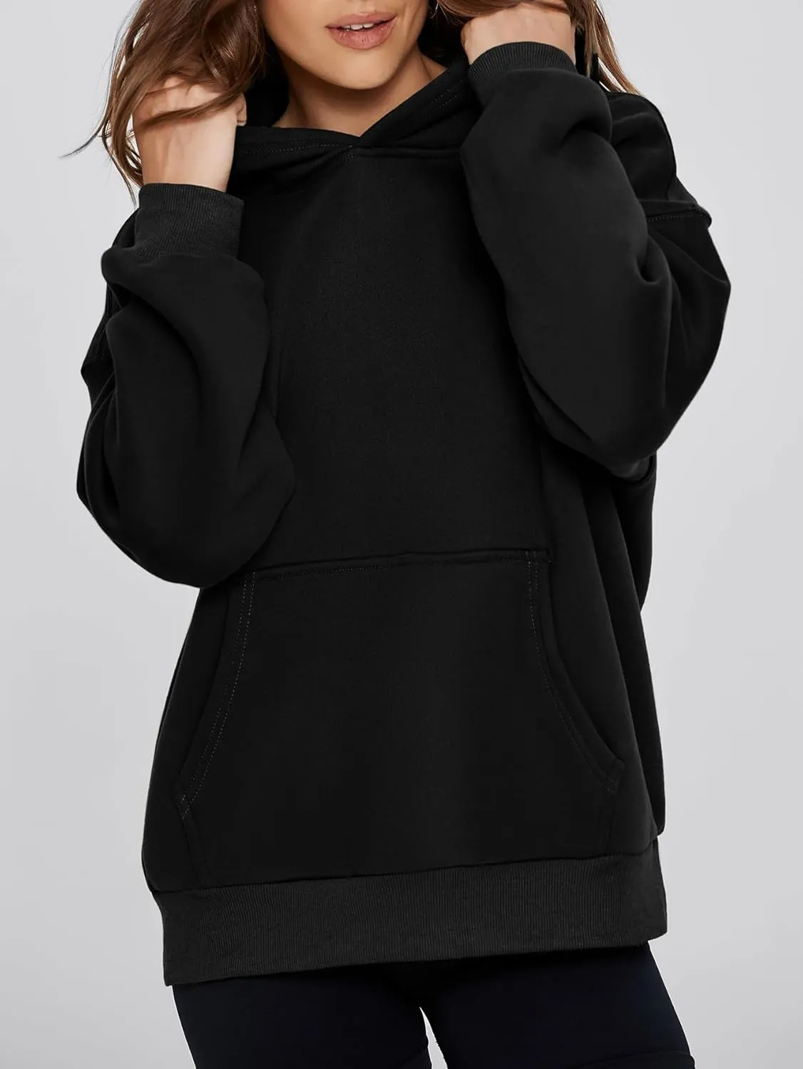 Glamaker Women's Oversized Essentials Hoodies Fleece Sweatshirts Fall Long Sleeve Sweater Pullover Hoodie With Pocket